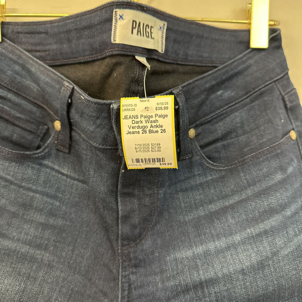 Paige Dark Wash Verdugo Ankle Jeans 26