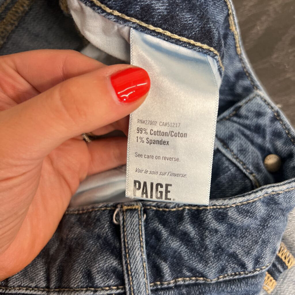 Paige Medium Wash Distressed Denim Shorts 28