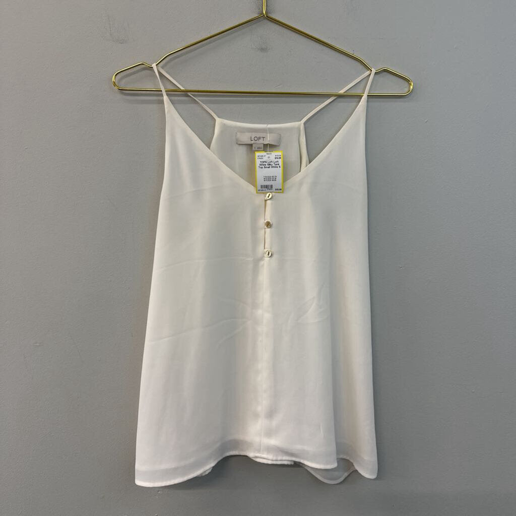 Loft White Silky Tank Top Small