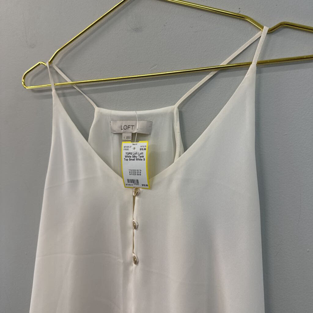 Loft White Silky Tank Top Small