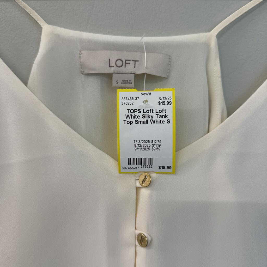 Loft White Silky Tank Top Small