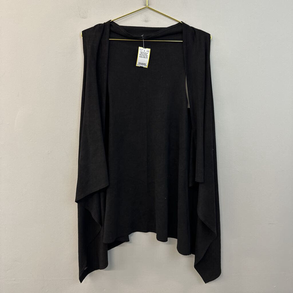 Black Suede Sleeveless Open Front Vest Top Medium