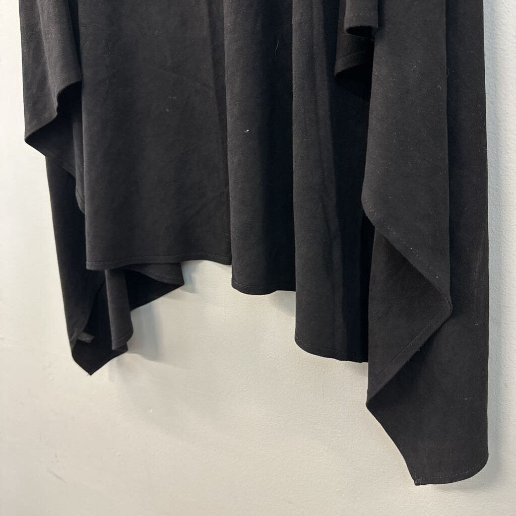 Black Suede Sleeveless Open Front Vest Top Medium