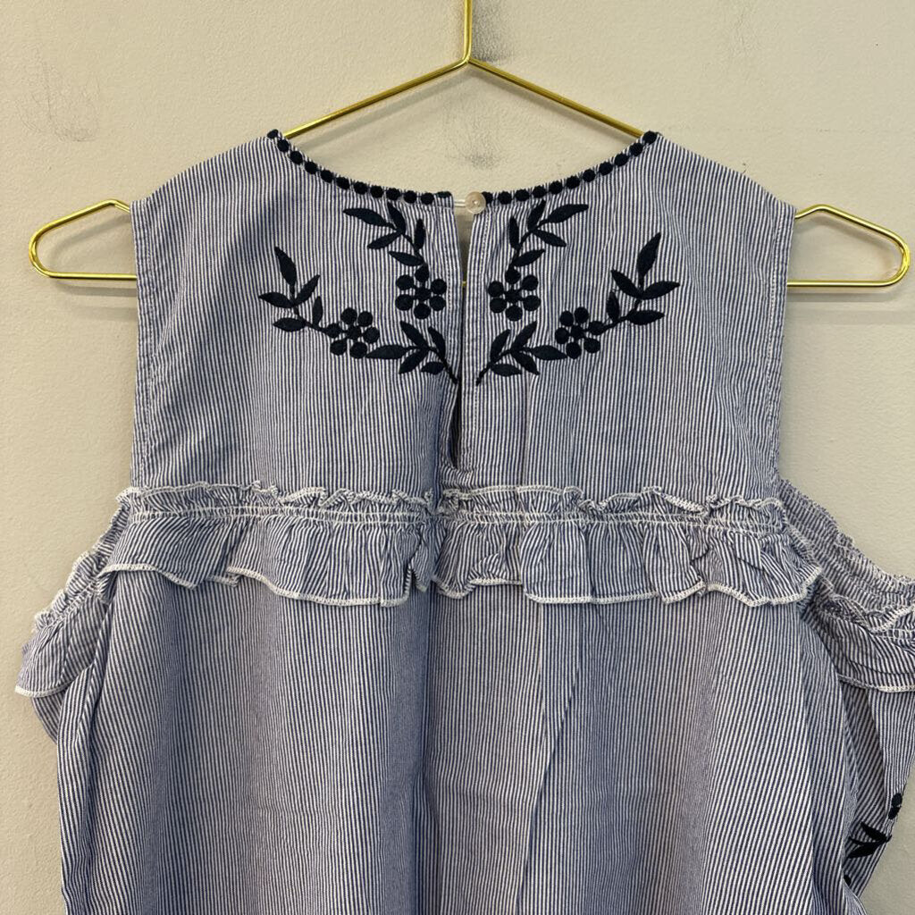 Isla Maude Blue/ White Striped Long Sleeve Cold Shoulder Top Large