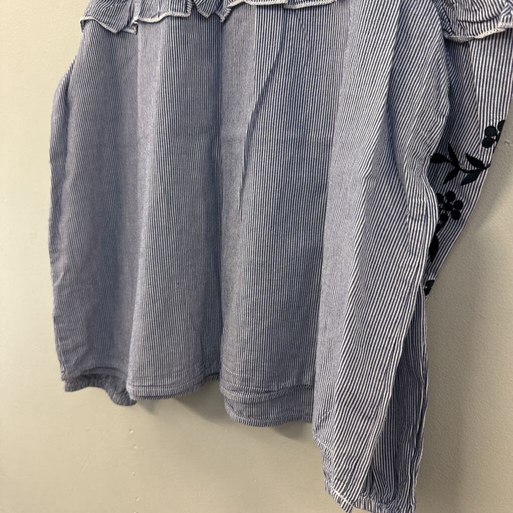 Isla Maude Blue/ White Striped Long Sleeve Cold Shoulder Top Large