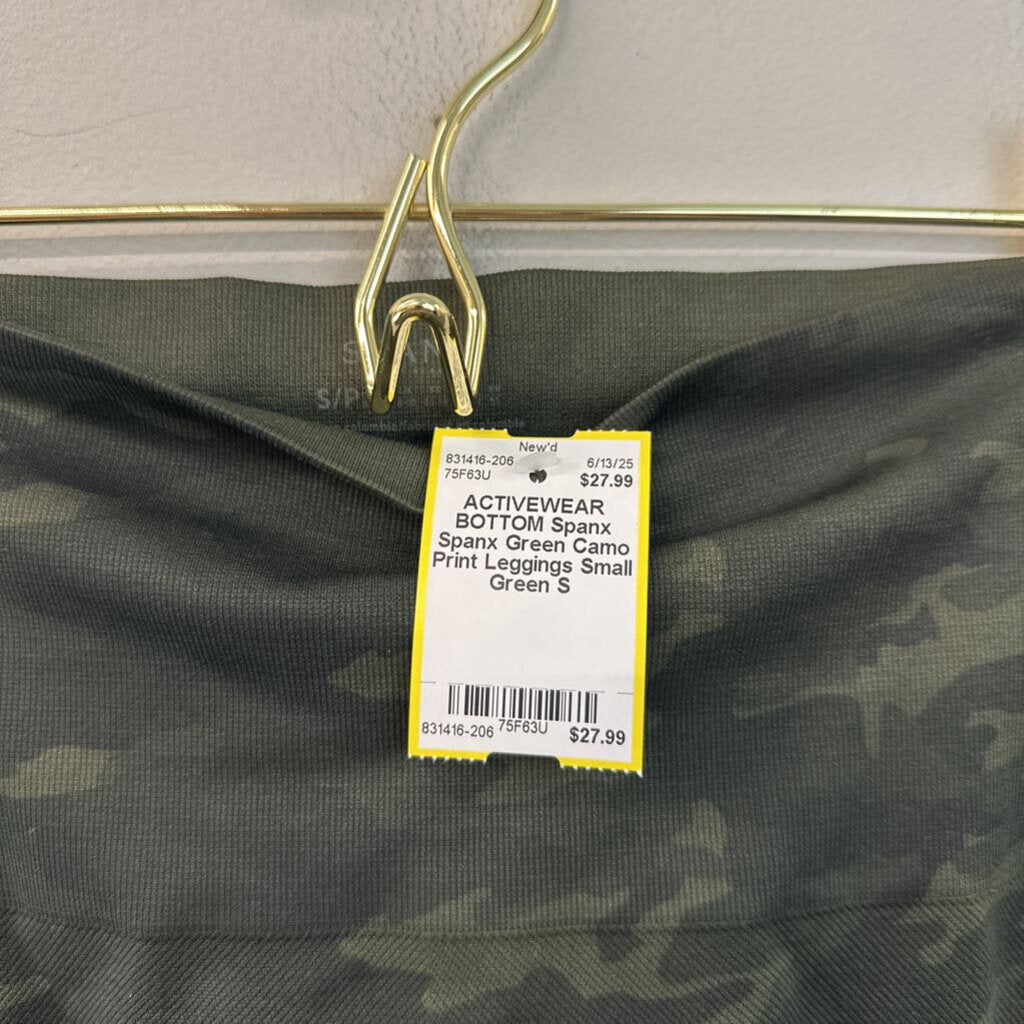 Spanx Green Camo Print Leggings Small