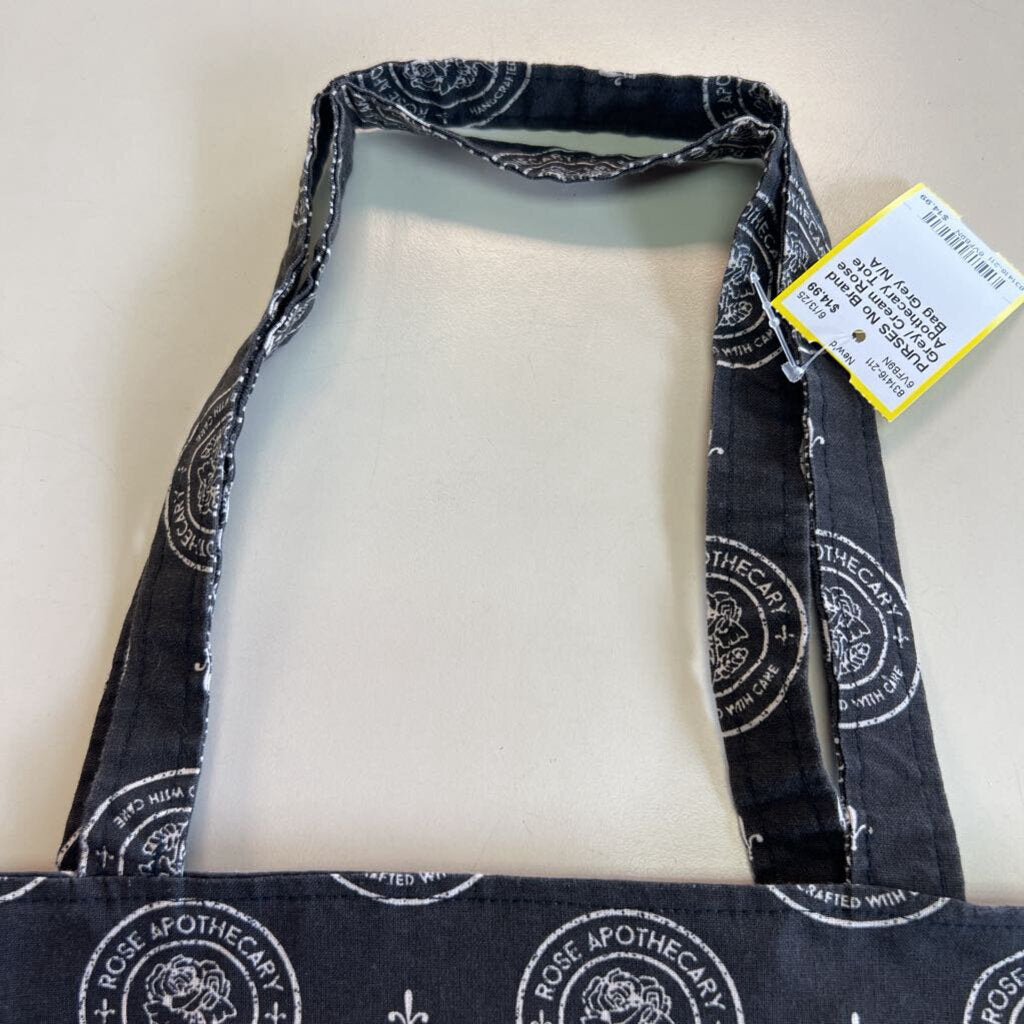 Grey/ Cream Rose Apothecary Tote Bag