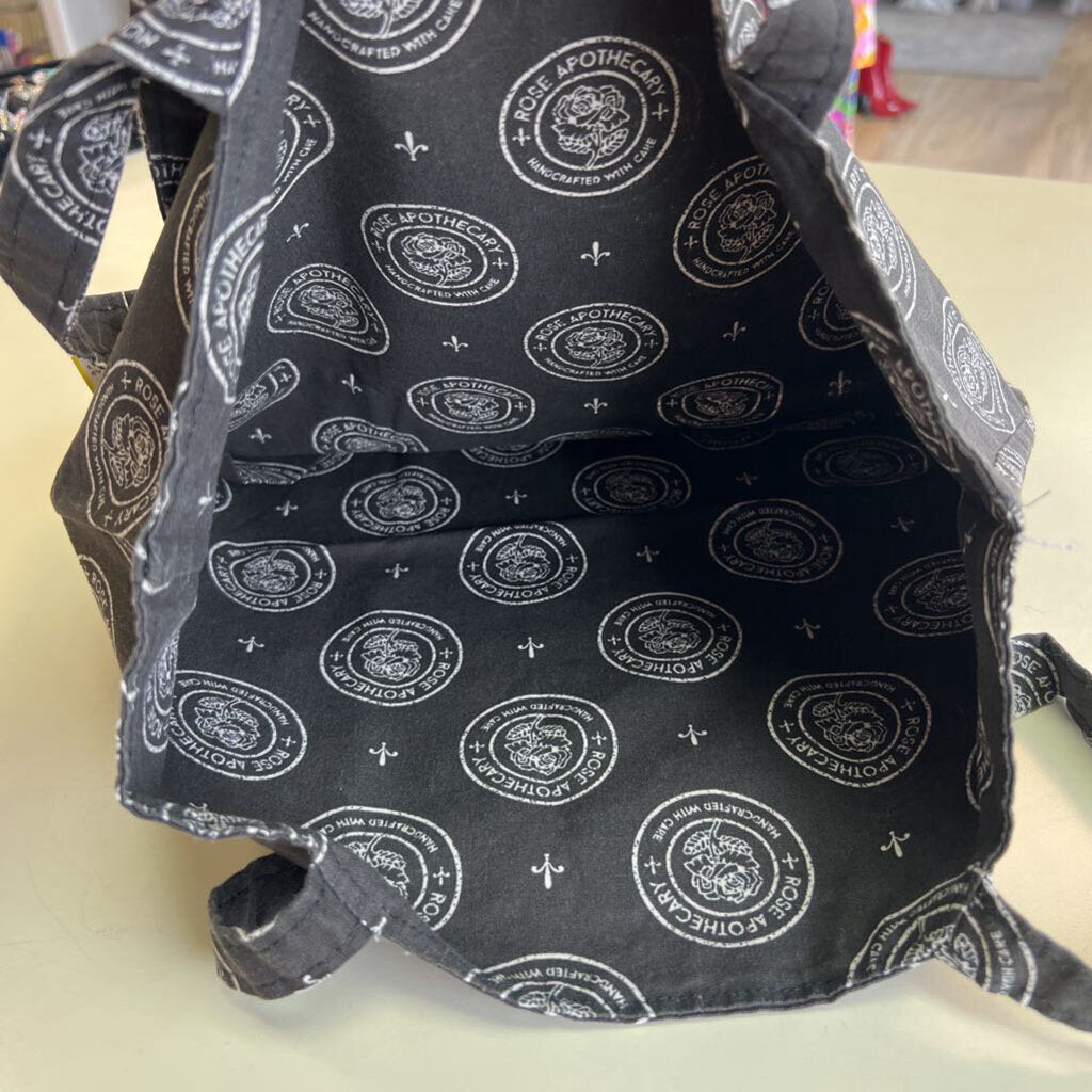 Grey/ Cream Rose Apothecary Tote Bag