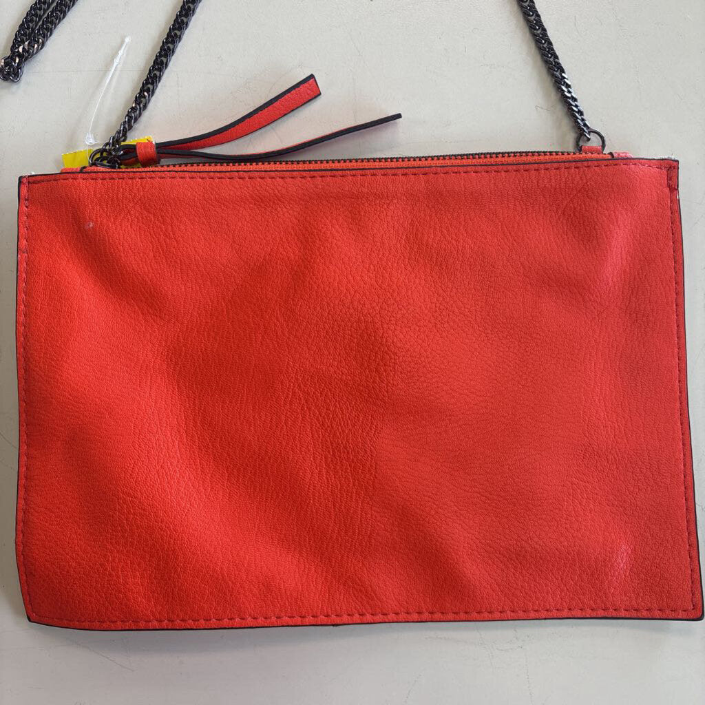 Zara Bright Orange Pebbled Leather Crossbody Purse