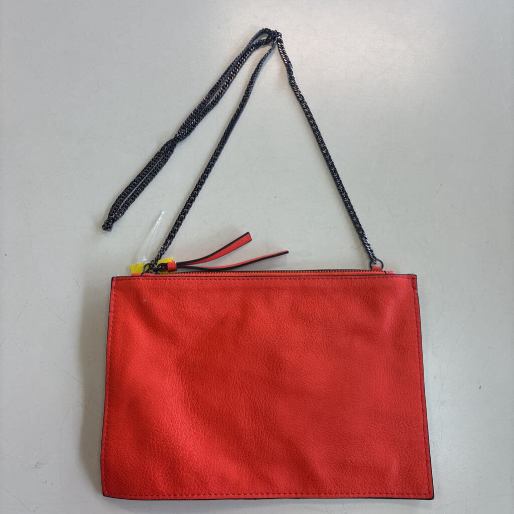 Zara Bright Orange Pebbled Leather Crossbody Purse