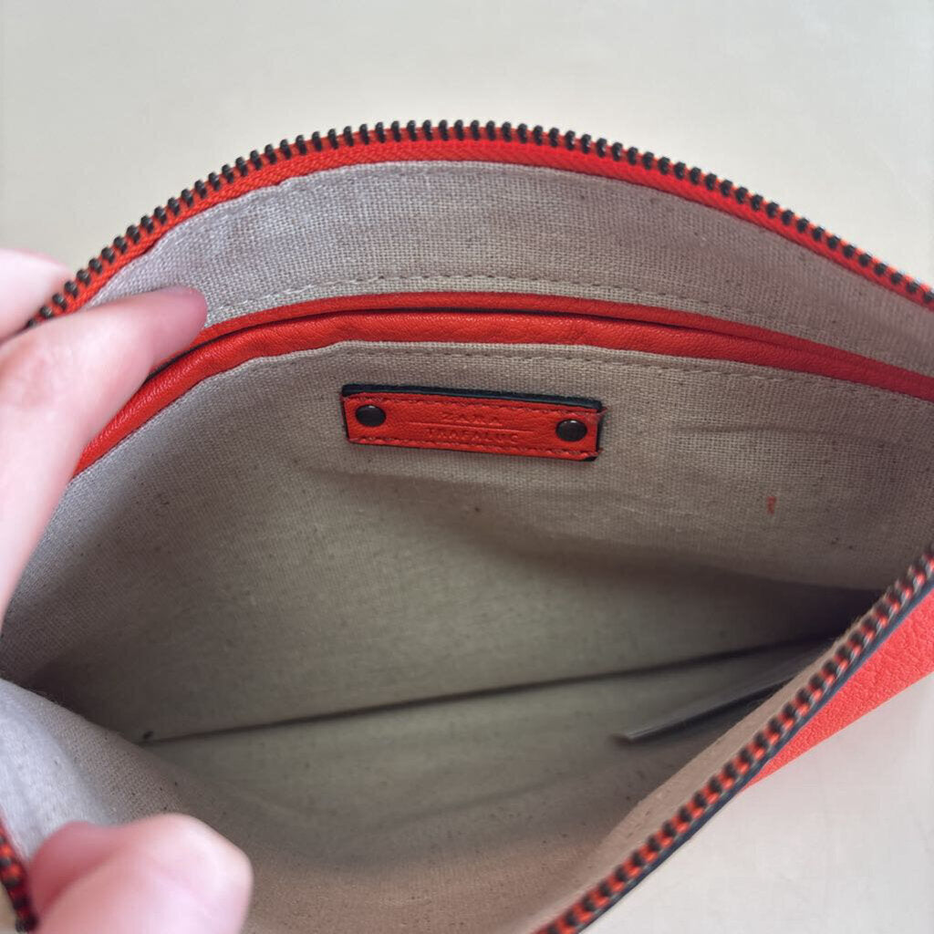 Zara Bright Orange Pebbled Leather Crossbody Purse