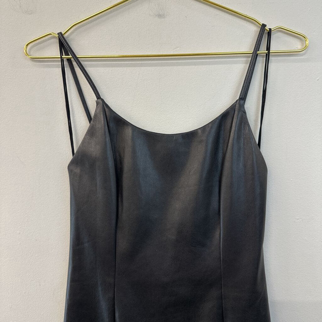 Alice and Olivia Black Leather Mini Dress Small