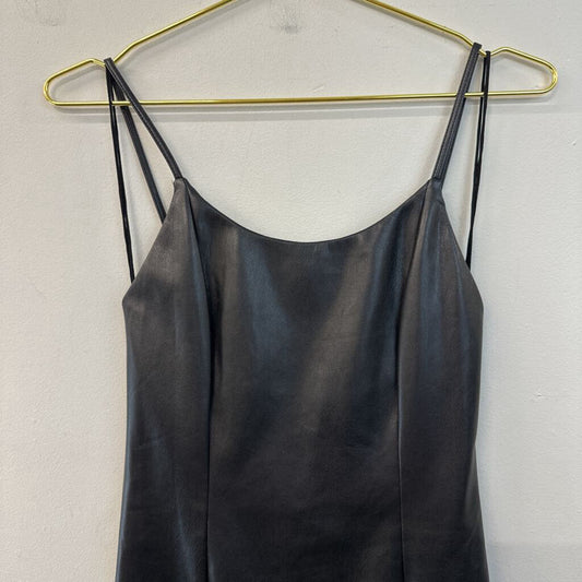 Alice and Olivia Black Leather Mini Dress Small