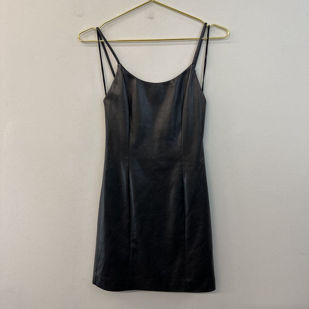 Alice and Olivia Black Leather Mini Dress Small