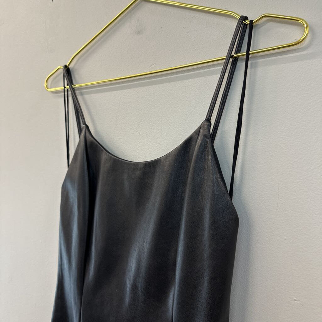 Alice and Olivia Black Leather Mini Dress Small