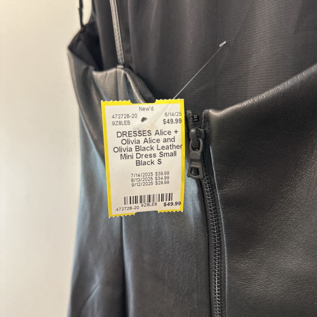 Alice and Olivia Black Leather Mini Dress Small