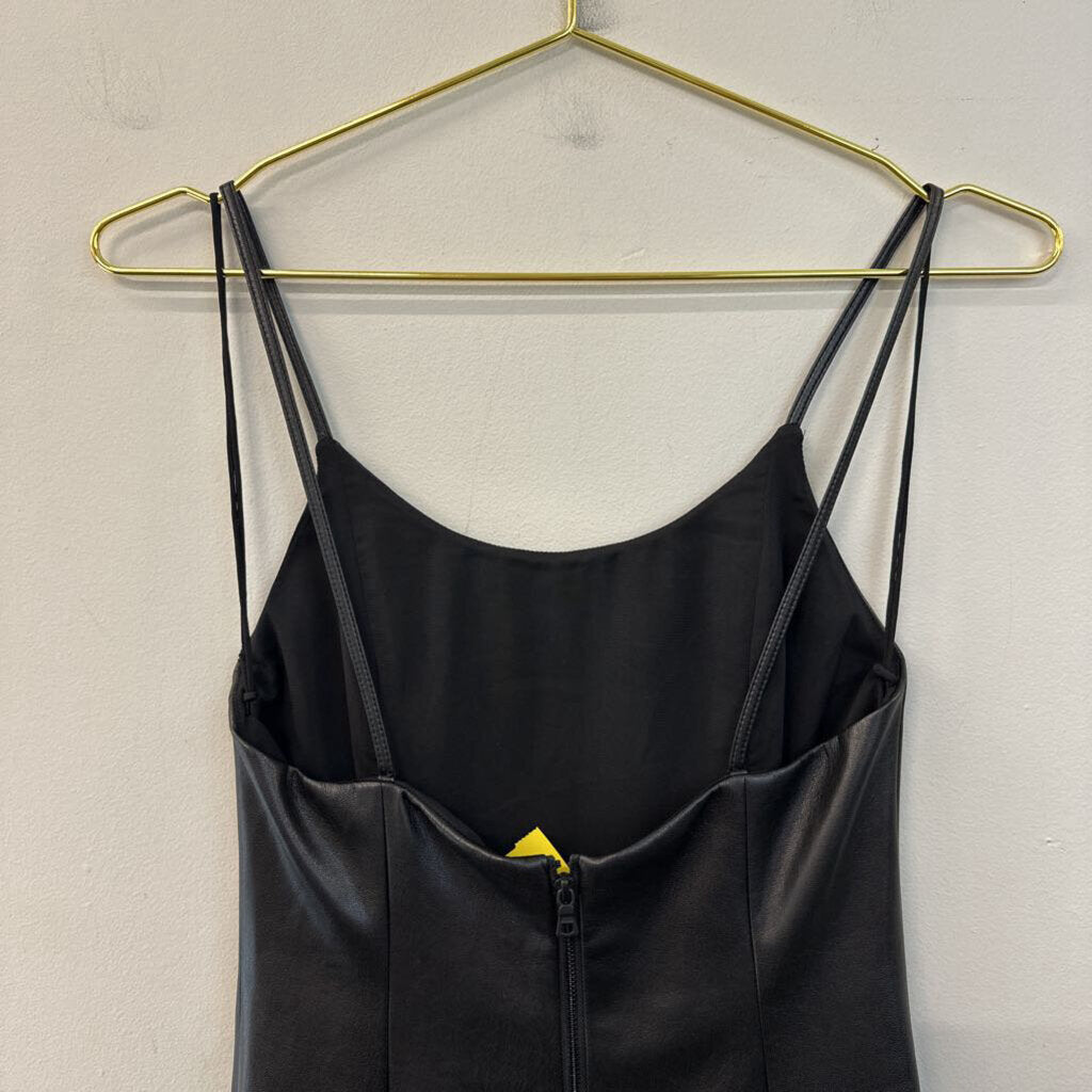 Alice and Olivia Black Leather Mini Dress Small
