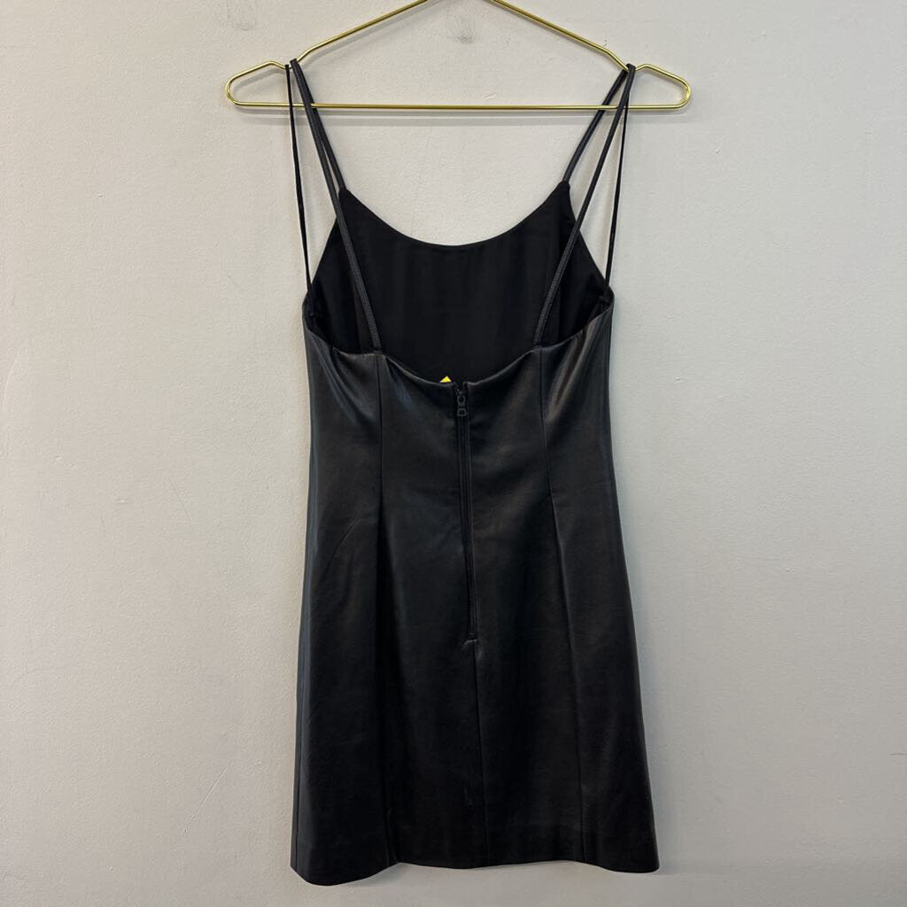 Alice and Olivia Black Leather Mini Dress Small