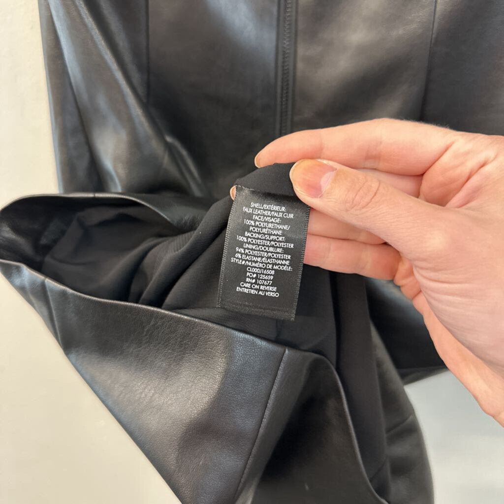 Alice and Olivia Black Leather Mini Dress Small