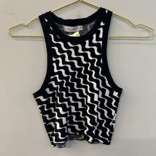 Thanne Black/ White Print Cropped Tank Top Small