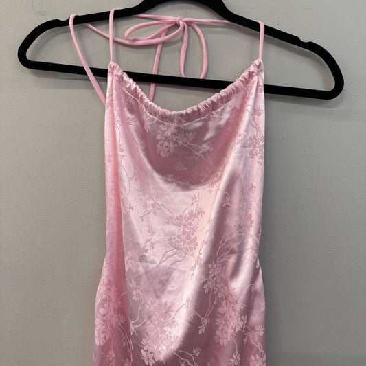 Lucy In The Sky Pink Print Silky Slip Dress Small