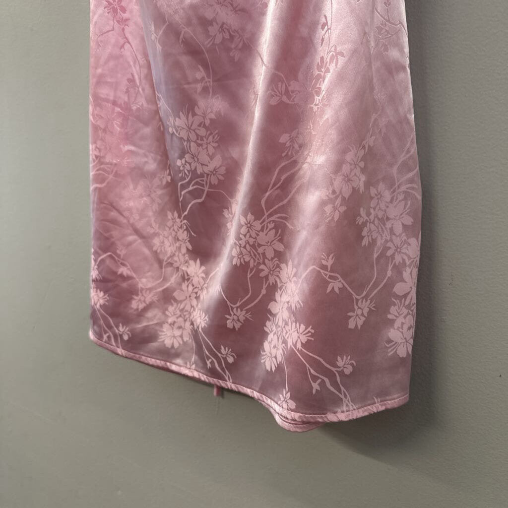 Lucy In The Sky Pink Print Silky Slip Dress Small