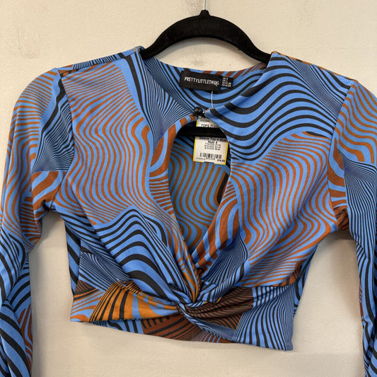 Pretty Little Thing Blue/ Multi Print Cropped Long Sleeve Top 4