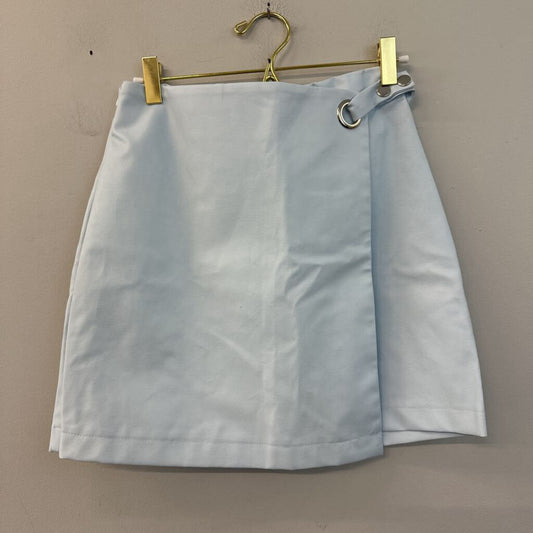 ALYA Blue Leather Wrap Mini Skirt Small