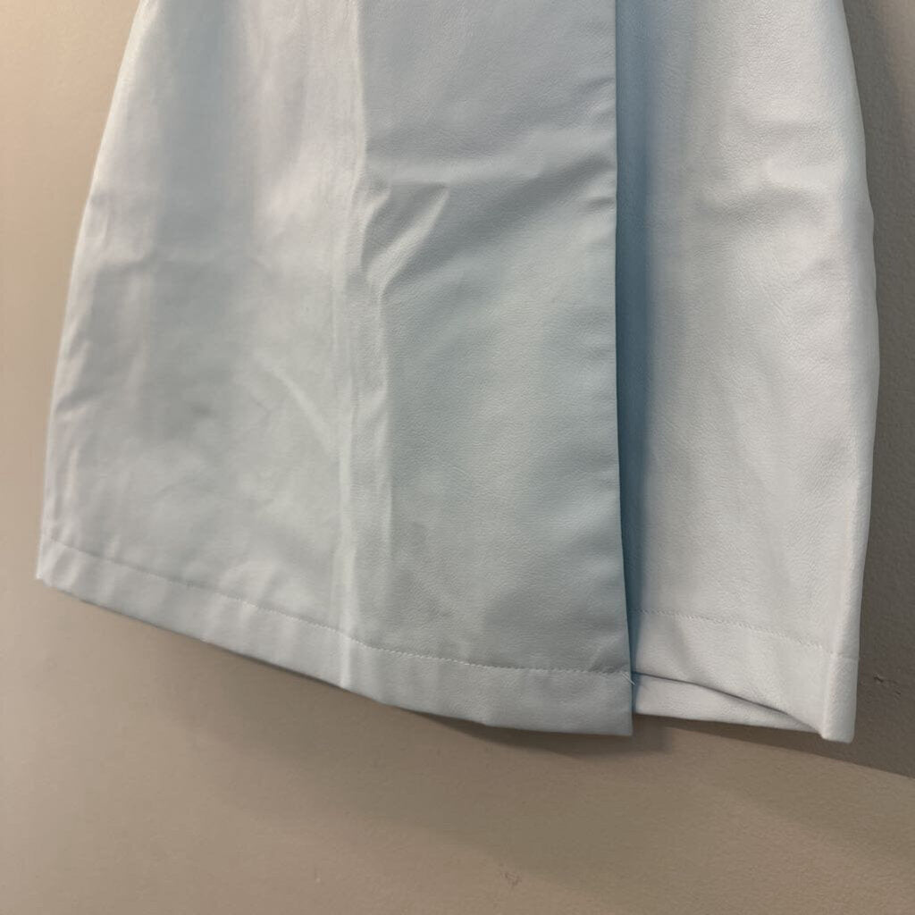 ALYA Blue Leather Wrap Mini Skirt Small
