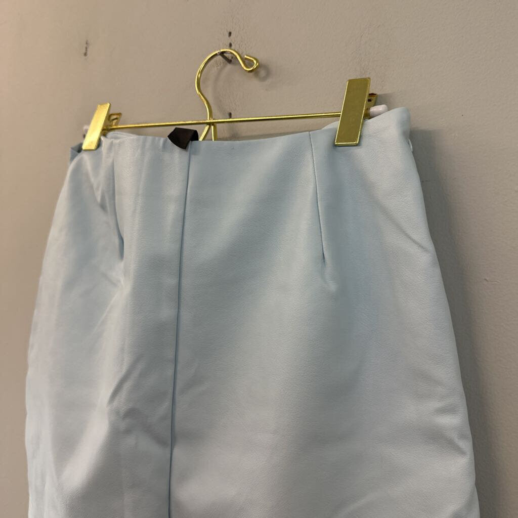 ALYA Blue Leather Wrap Mini Skirt Small
