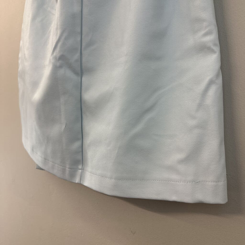 ALYA Blue Leather Wrap Mini Skirt Small