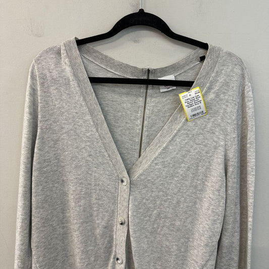 Cabi Grey Zipper Back Button Down Cardigan Sweater Medium
