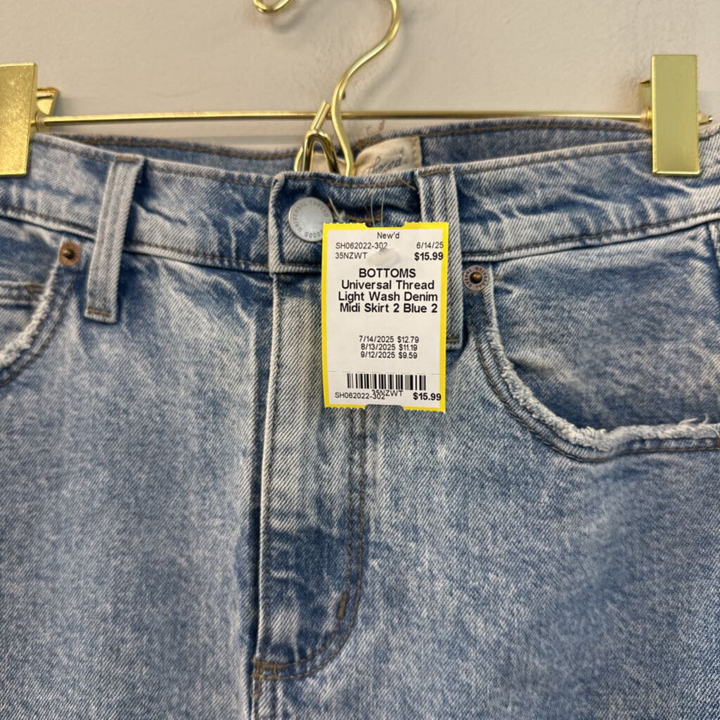 Light Wash Denim Midi Skirt 2
