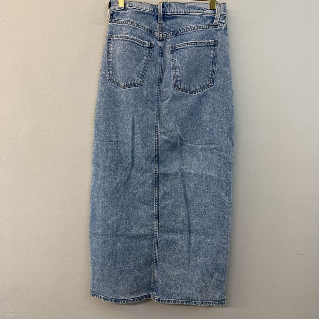 Light Wash Denim Midi Skirt 2