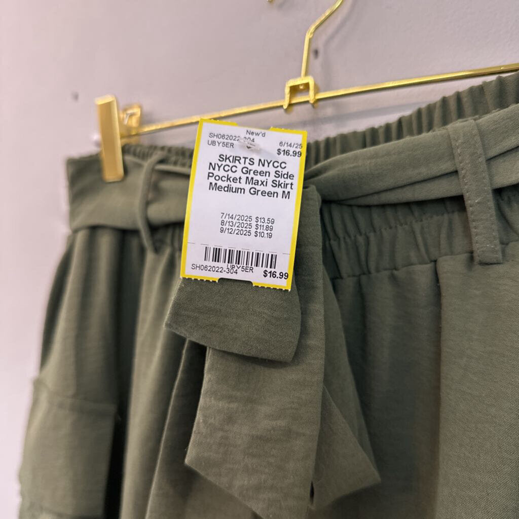 NYCC Green Side Pocket Maxi Skirt Medium