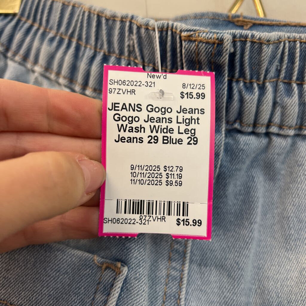 Gogo Jeans Light Wash Wide Leg Jeans 29
