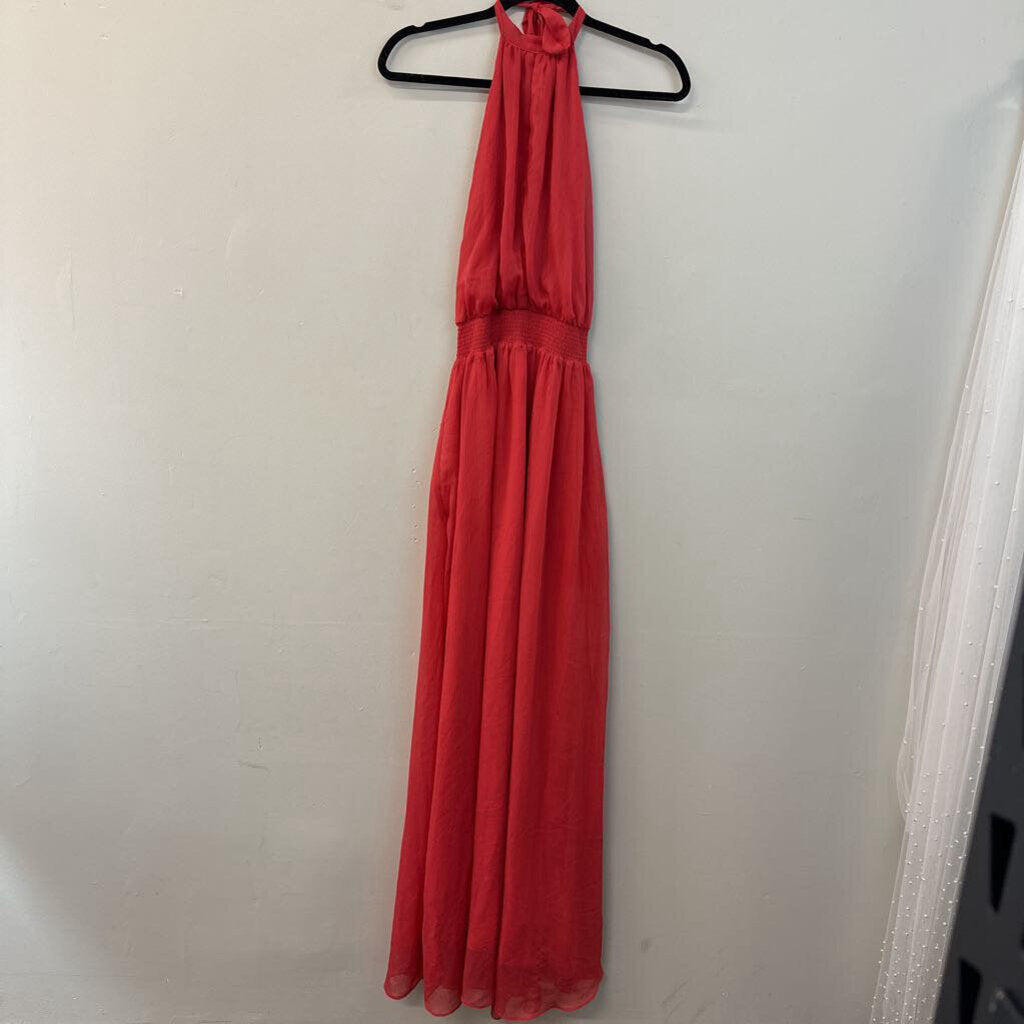 TJD Red High Neck Maxi Dress Small