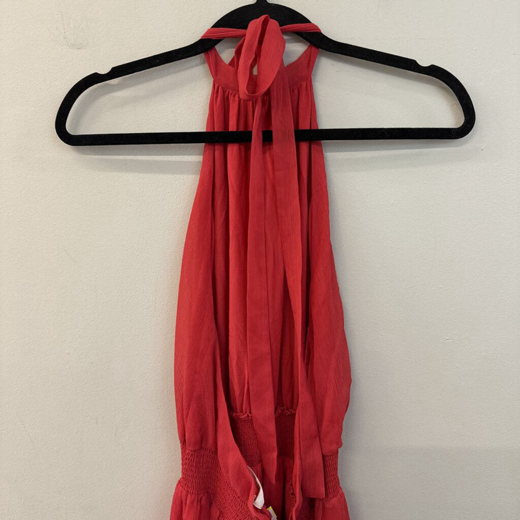 TJD Red High Neck Maxi Dress Small
