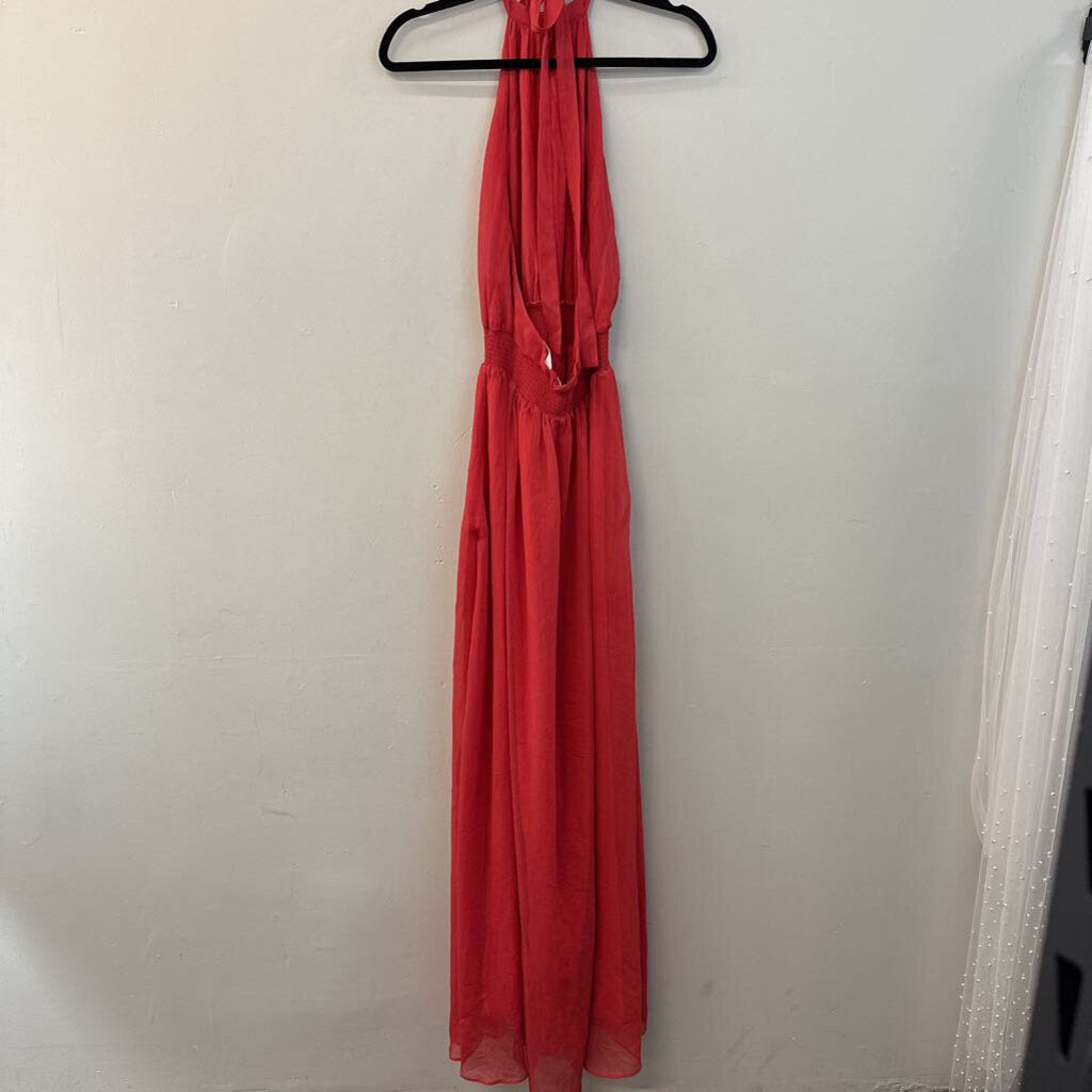TJD Red High Neck Maxi Dress Small