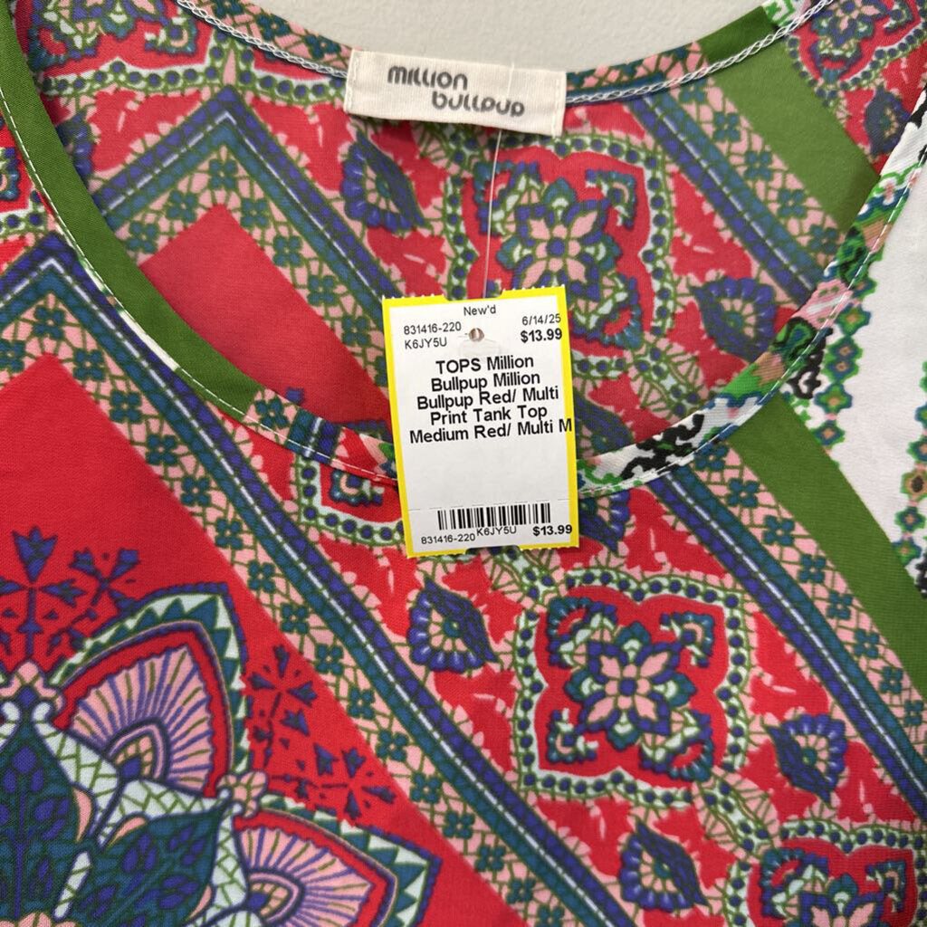 Million Bullpup Red/ Multi Print Tank Top Medium