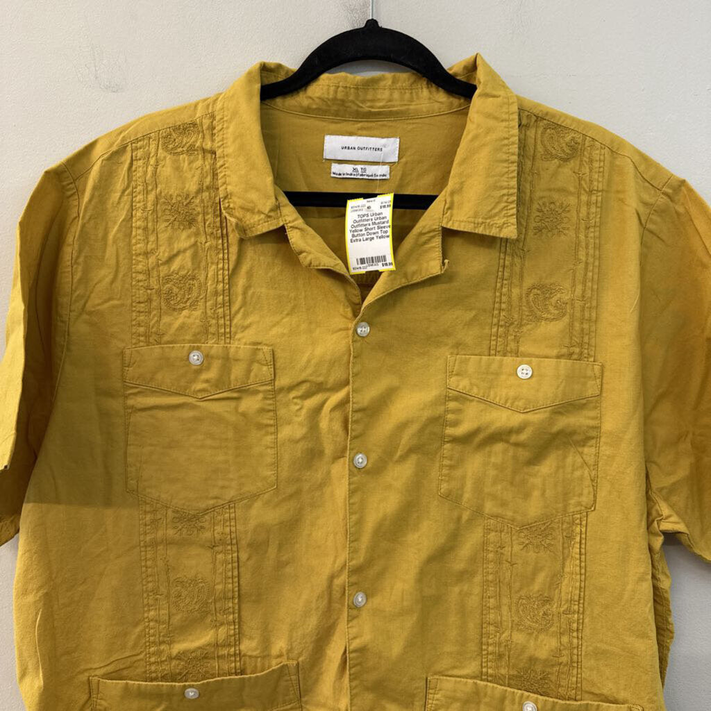 Urban Outfitters Mustard Yellow Short Sleeve Button Down Top Extra Large