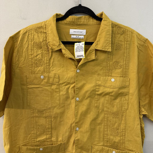 Urban Outfitters Mustard Yellow Short Sleeve Button Down Top Extra Large