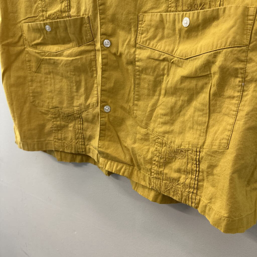 Urban Outfitters Mustard Yellow Short Sleeve Button Down Top Extra Large