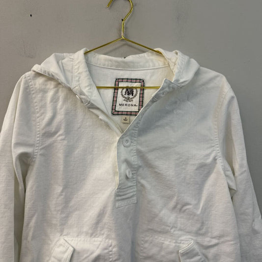 Merona White Long Sleeve Hooded Pullover Top Medium