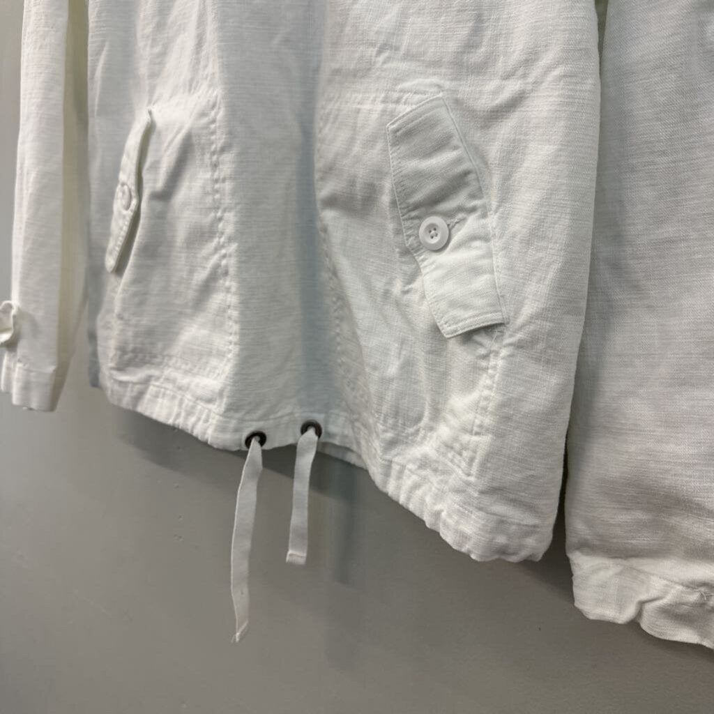 Merona White Long Sleeve Hooded Pullover Top Medium