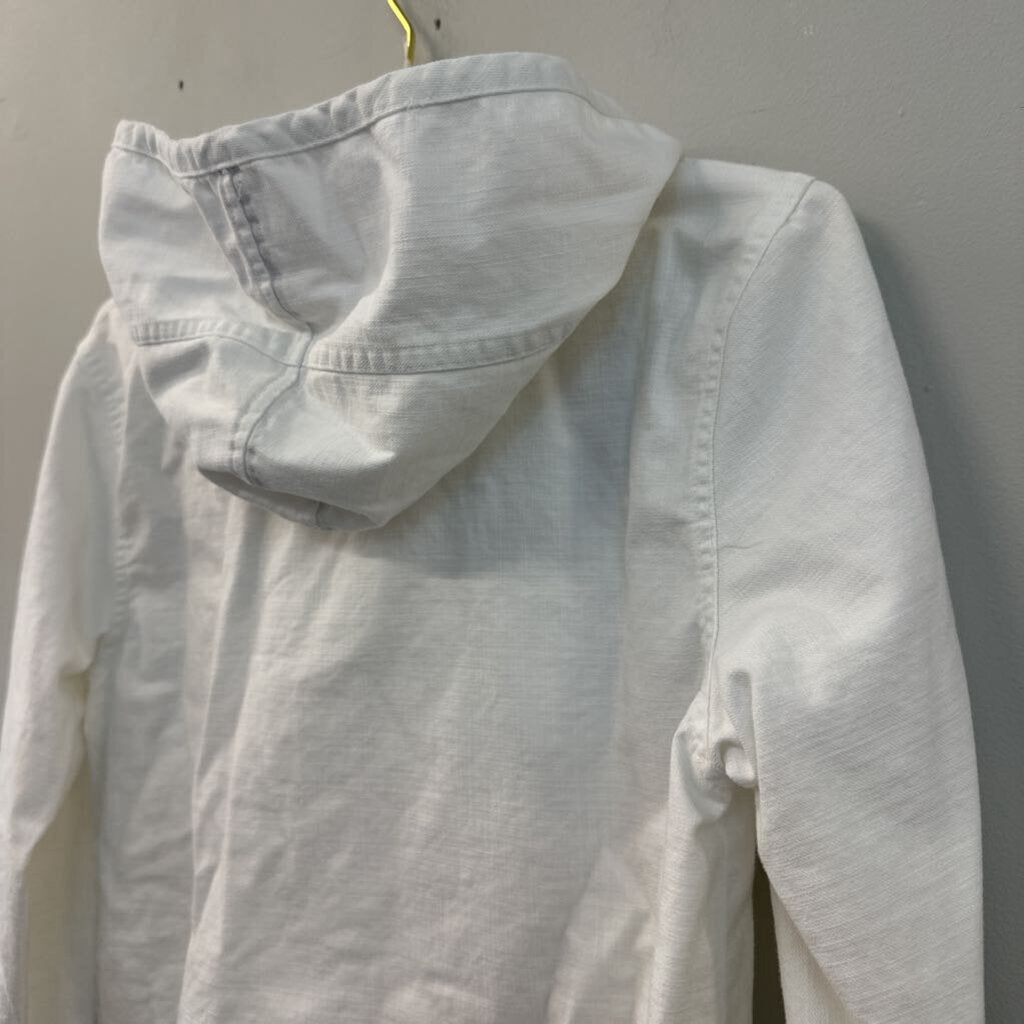 Merona White Long Sleeve Hooded Pullover Top Medium