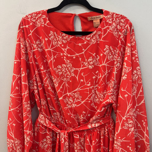 Flying Tomato Red Print Long Sleeve Dress Large