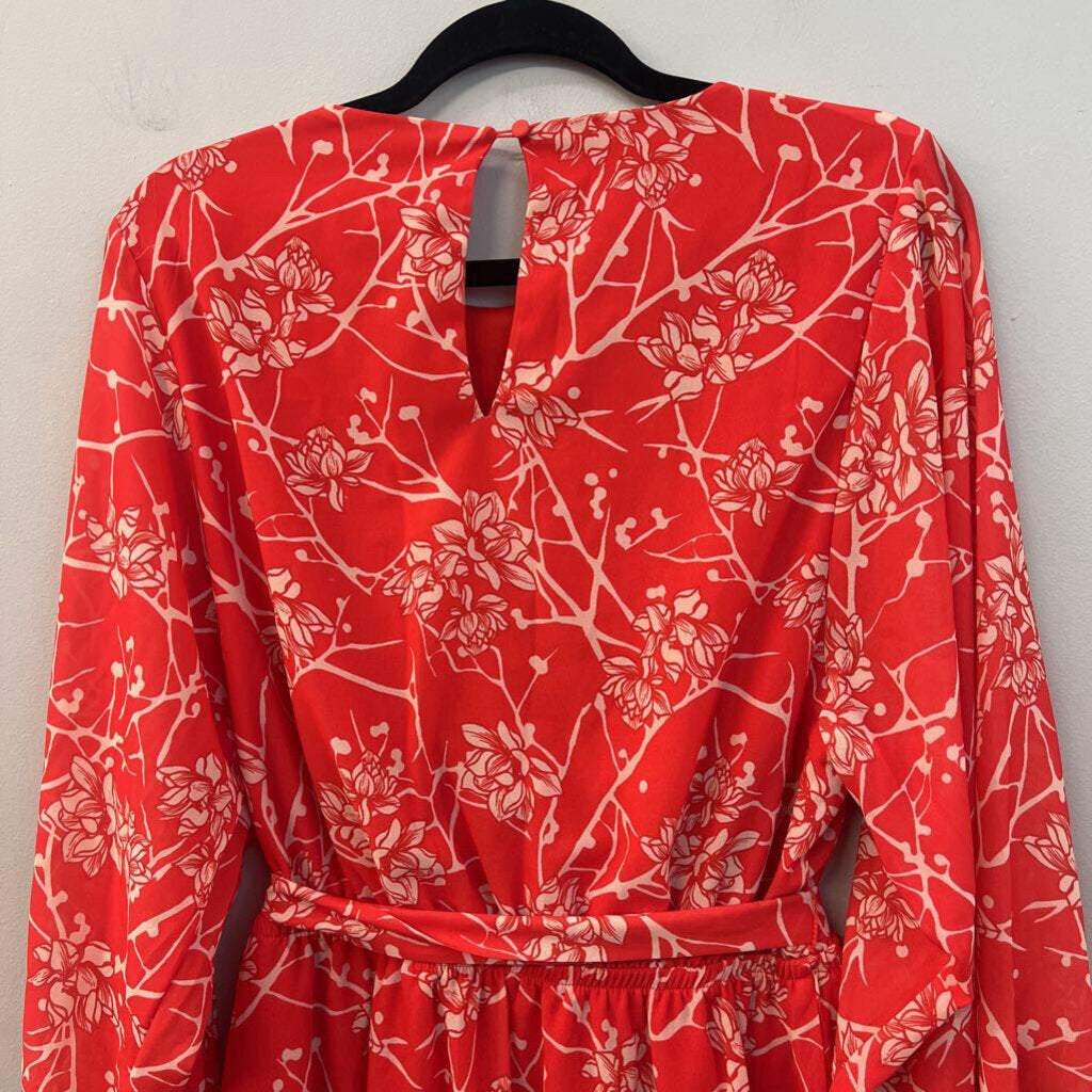 Flying Tomato Red Print Long Sleeve Dress Large