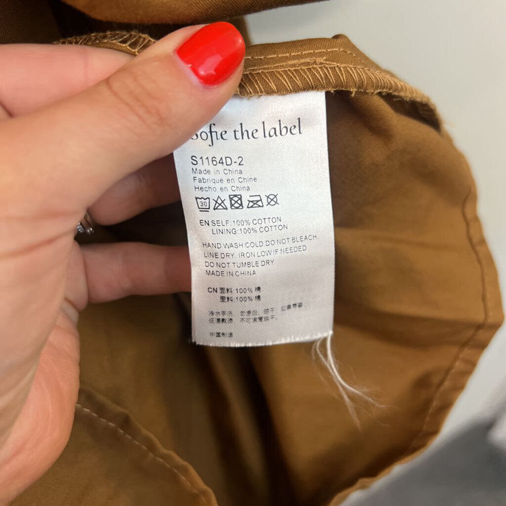 Sofie the Label Brown Puff Sleeve Smocked Top Dress Medium