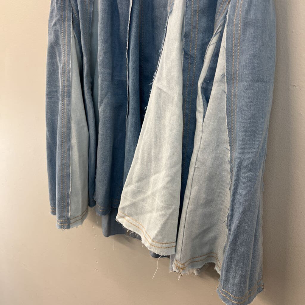 Pilcro Striped Denim Strapless Dress Large Anthropologie